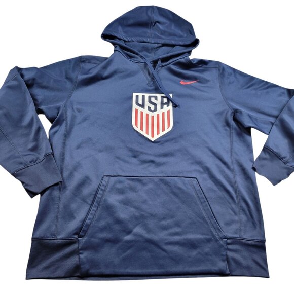 Nike Dri Fit Team USA Hockey Hoodie Mens XL Hooded Sweatshirt Blue Mark* - Picture 1 of 9